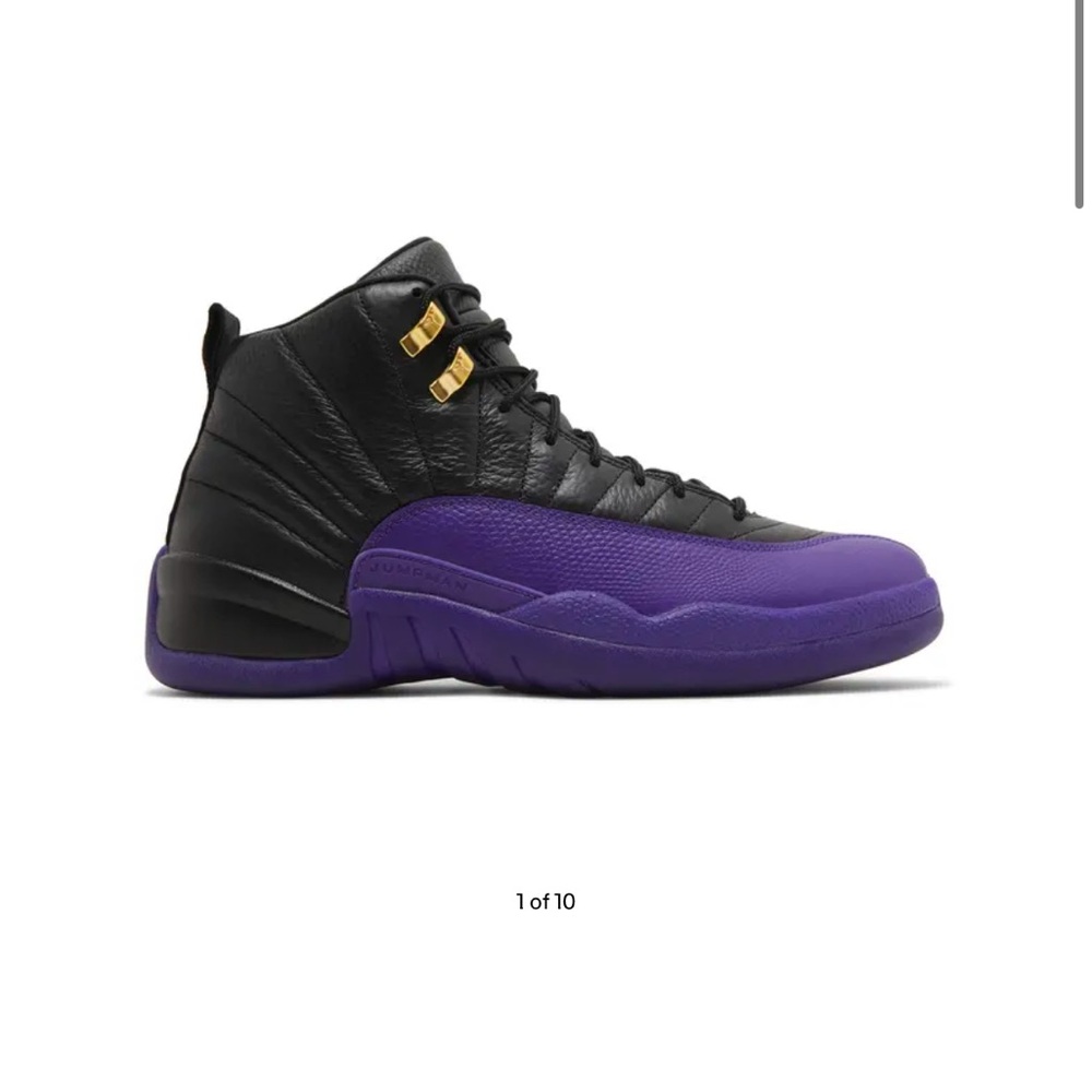 Black and purple Jordan 12’s